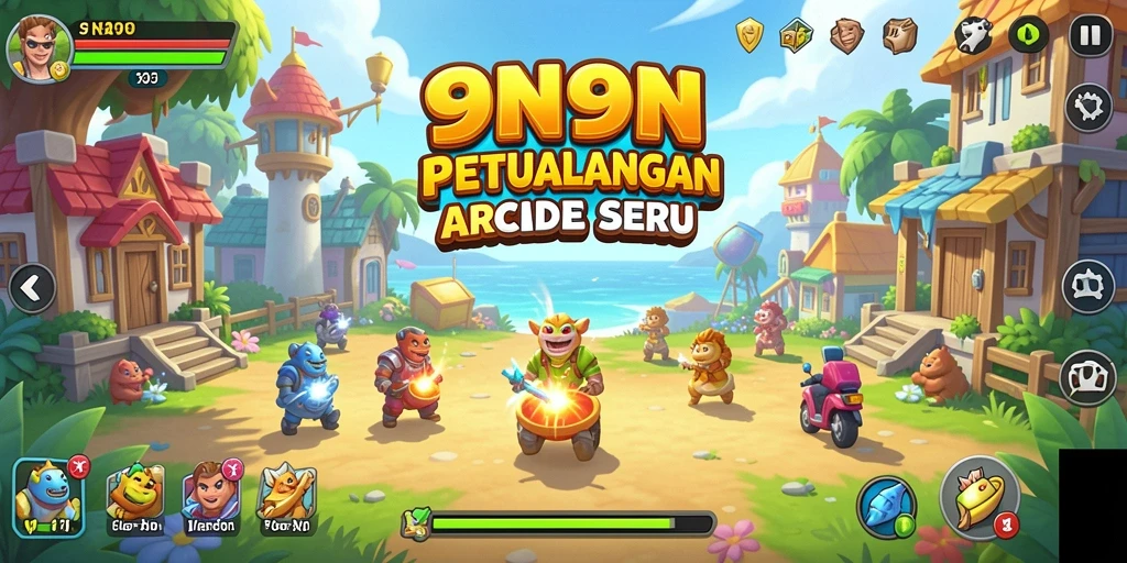 Screenshot gameplay 9N9N menampilkan aksi seru dalam game Arcade.