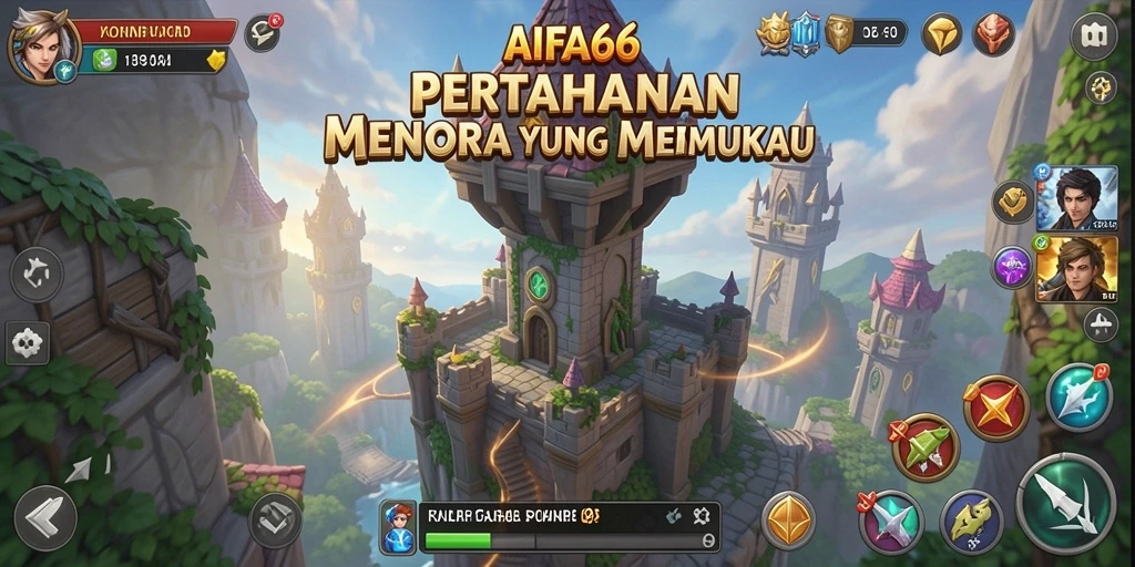 Screenshot AIFA66 menampilkan aksi menara pertahanan dalam pertempuran seru.