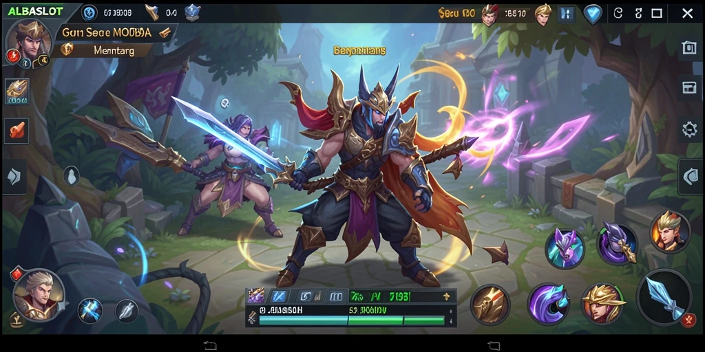 Cuplikan gameplay seru di ALBASLOT dengan pertarungan strategi MOBA.