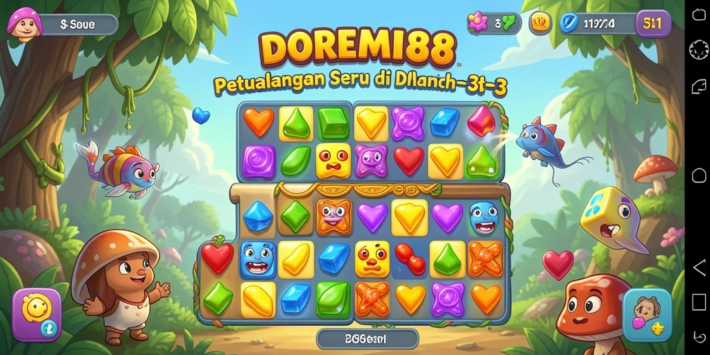 Gambaran menarik dari gameplay seru Match-3 DOREMI88.
