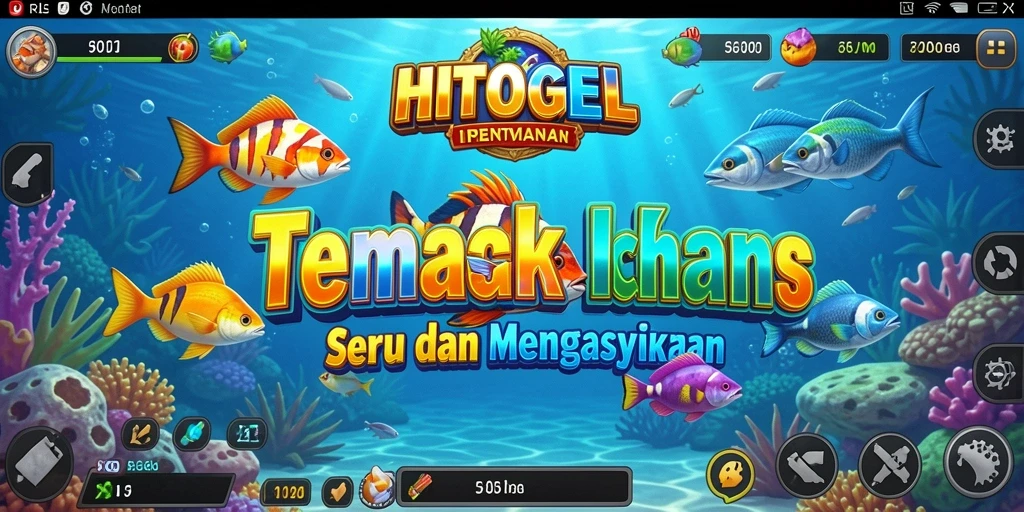 Tampilan game HITOGEL dengan aksi Tembak Ikan yang seru.