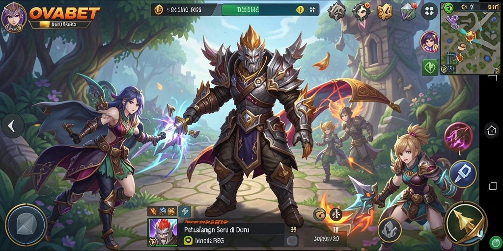 Screenshot gameplay OVABET menampilkan pertarungan seru dalam dunia RPG.