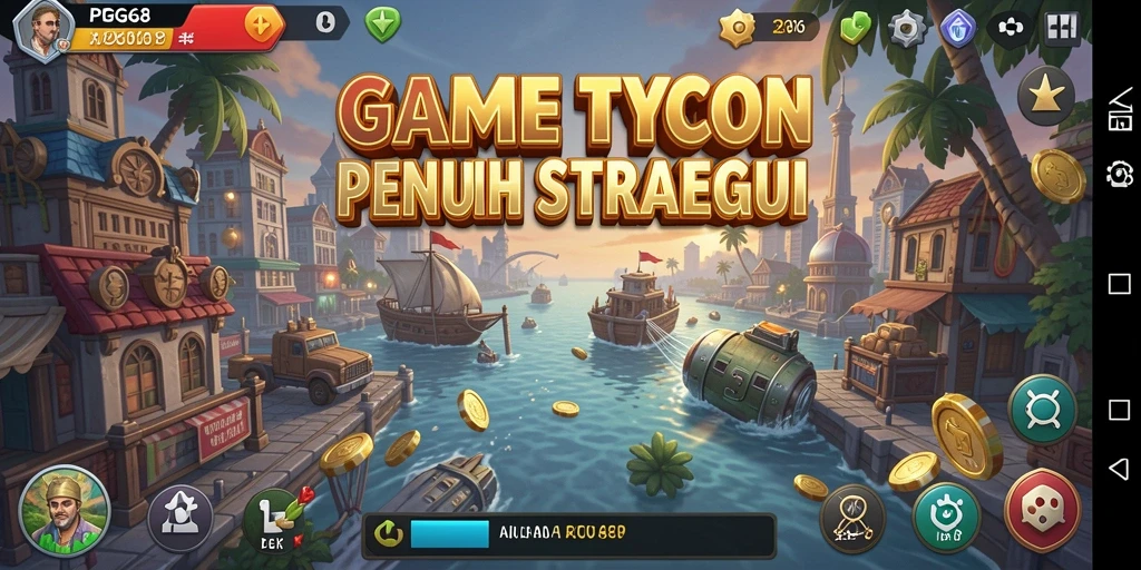 Tampilan gameplay PGG68 yang menunjukkan aktivitas bisnis yang dinamis.