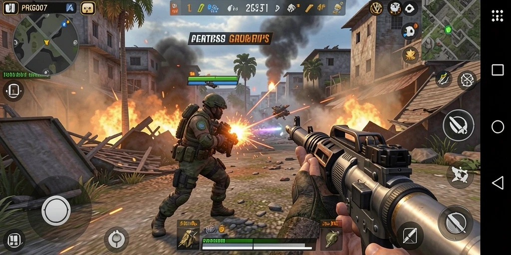 Tangkapan layar utama PRG007 menampilkan aksi seru dalam gameplay TPS.