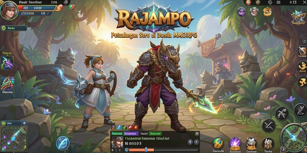 Tampilan gameplay RAJAMPO dengan aksi petualangan MMORPG terbaik.