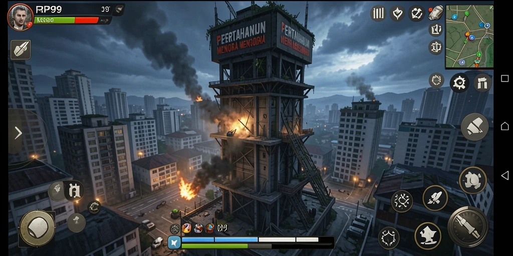 Gameplay seru RP99 dengan strategi tower defense yang intens.