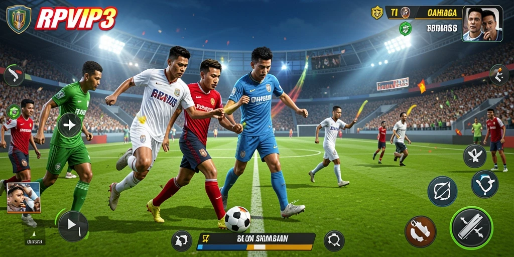 Screenshot utama RPVIP3 menampilkan gameplay olahraga yang mendebarkan.