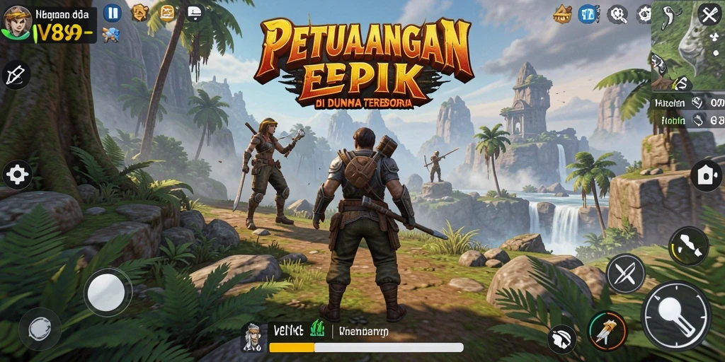 Tampilan gameplay V89 menampilkan eksplorasi dunia terbuka yang luas.